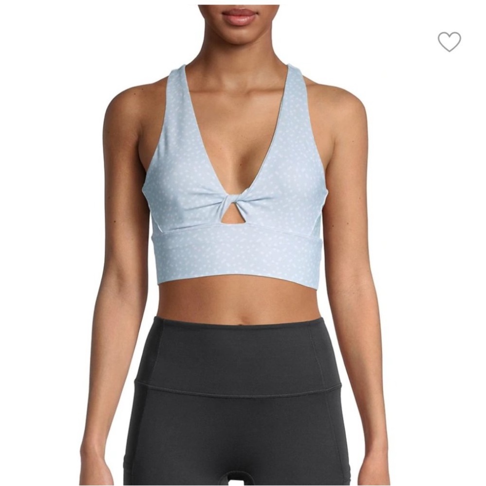 Betsey Johnson Blue Polka Dot Knotted Sport Bra Small Keyhole Cutout